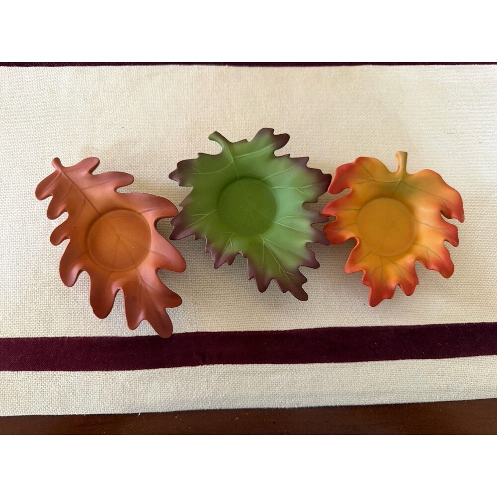 PartyLite Whispering Leaves Tealight Trio  Autumn Colors Candle Holders #P8535U